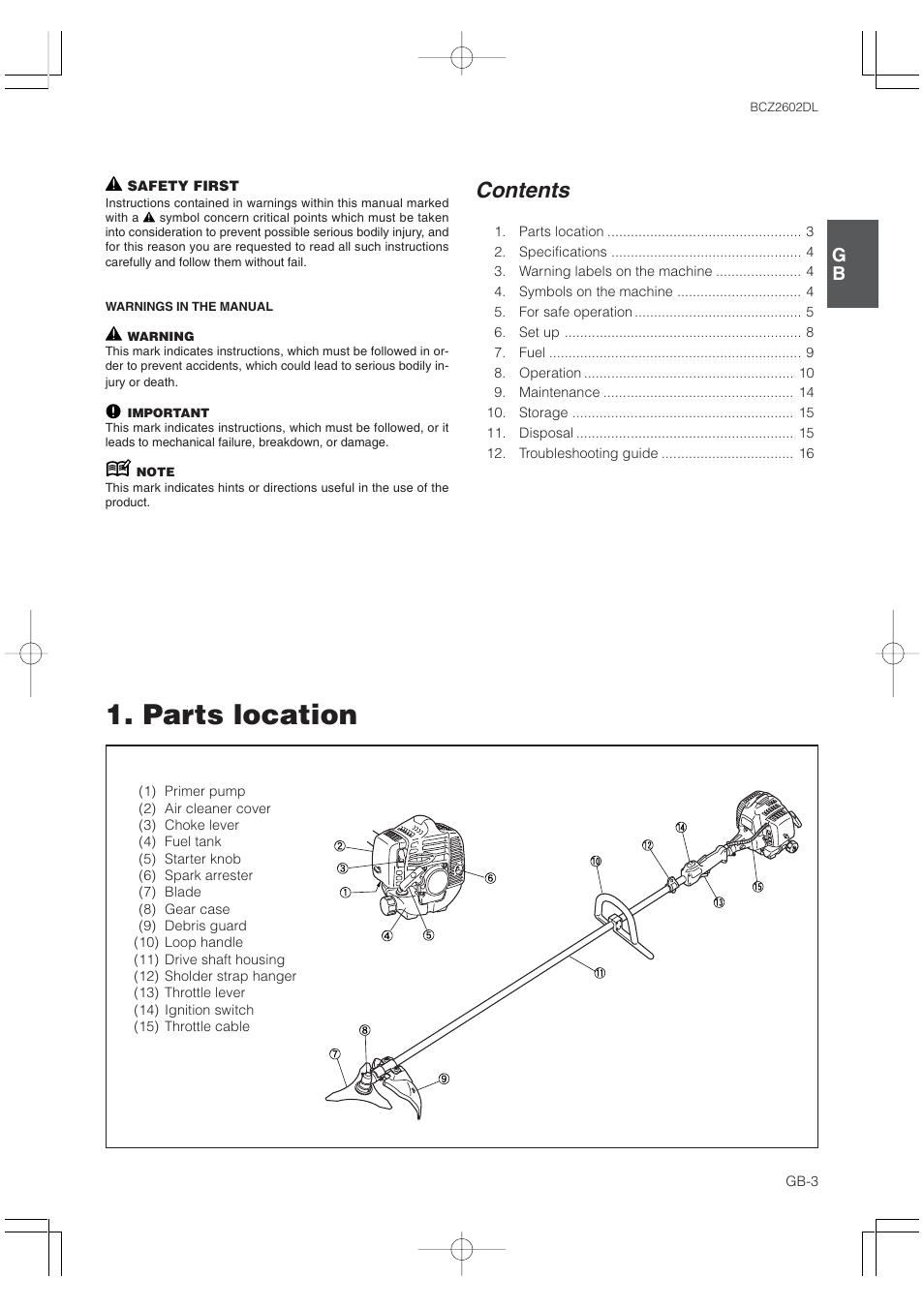 Zenoah BCZ2602DL User Manual | Page 3 / 16