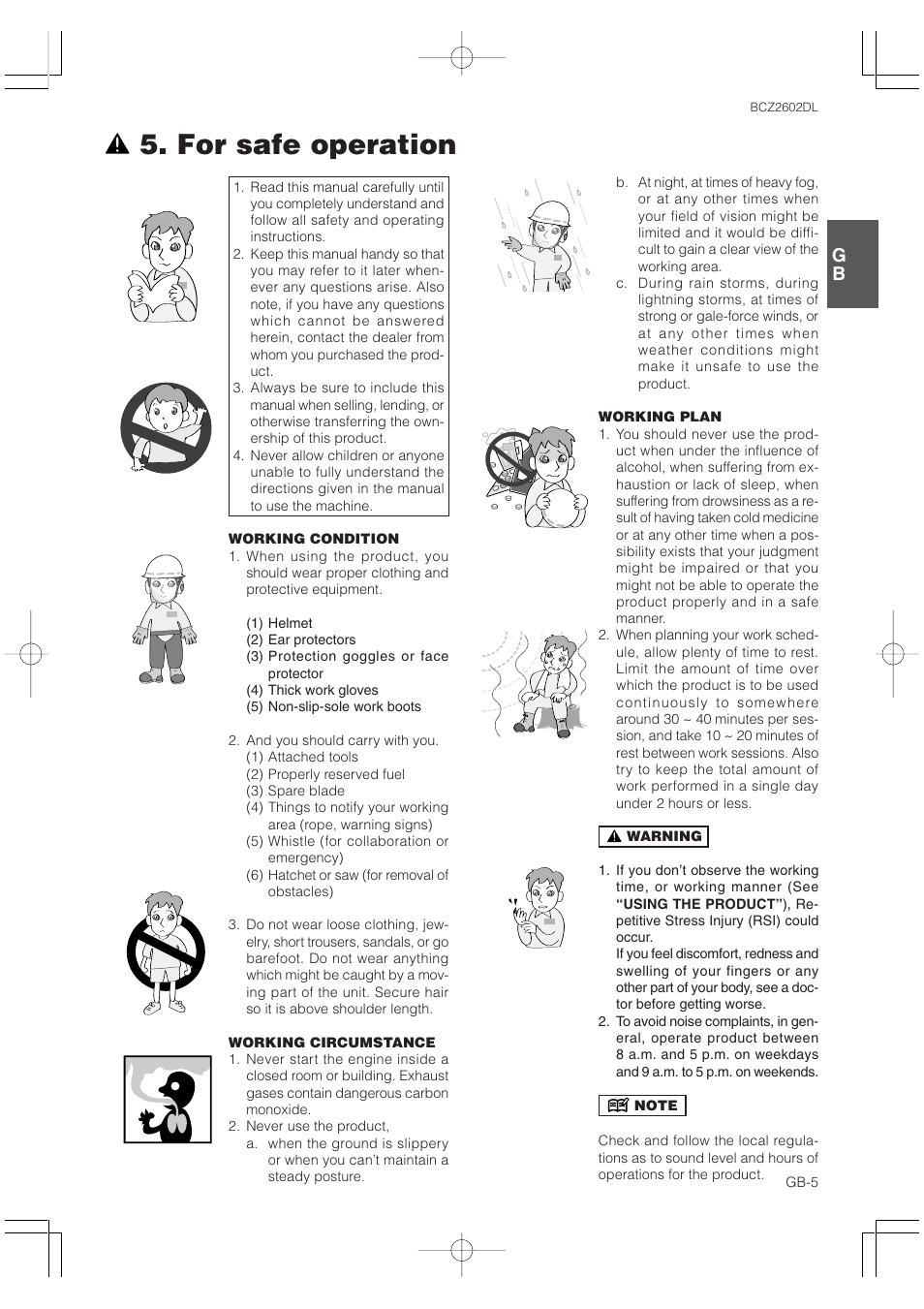 For safe operation | Zenoah BCZ2602DL User Manual | Page 5 / 16