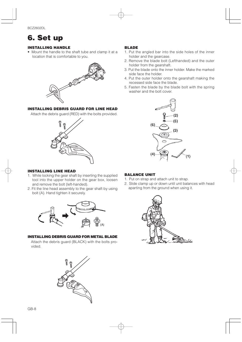Set up | Zenoah BCZ2602DL User Manual | Page 8 / 16