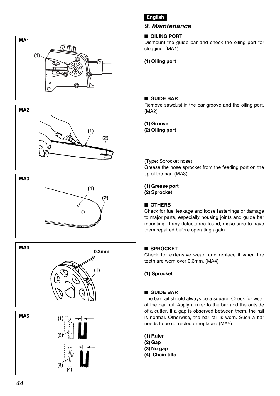 Maintenance | Zenoah RedMax PSZ2401 User Manual | Page 44 / 68