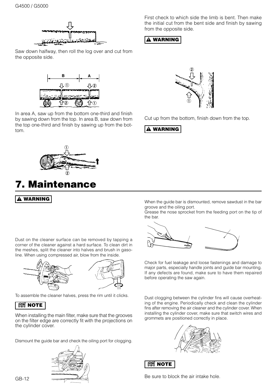 Maintenance | Zenoah G4500 User Manual | Page 12 / 15