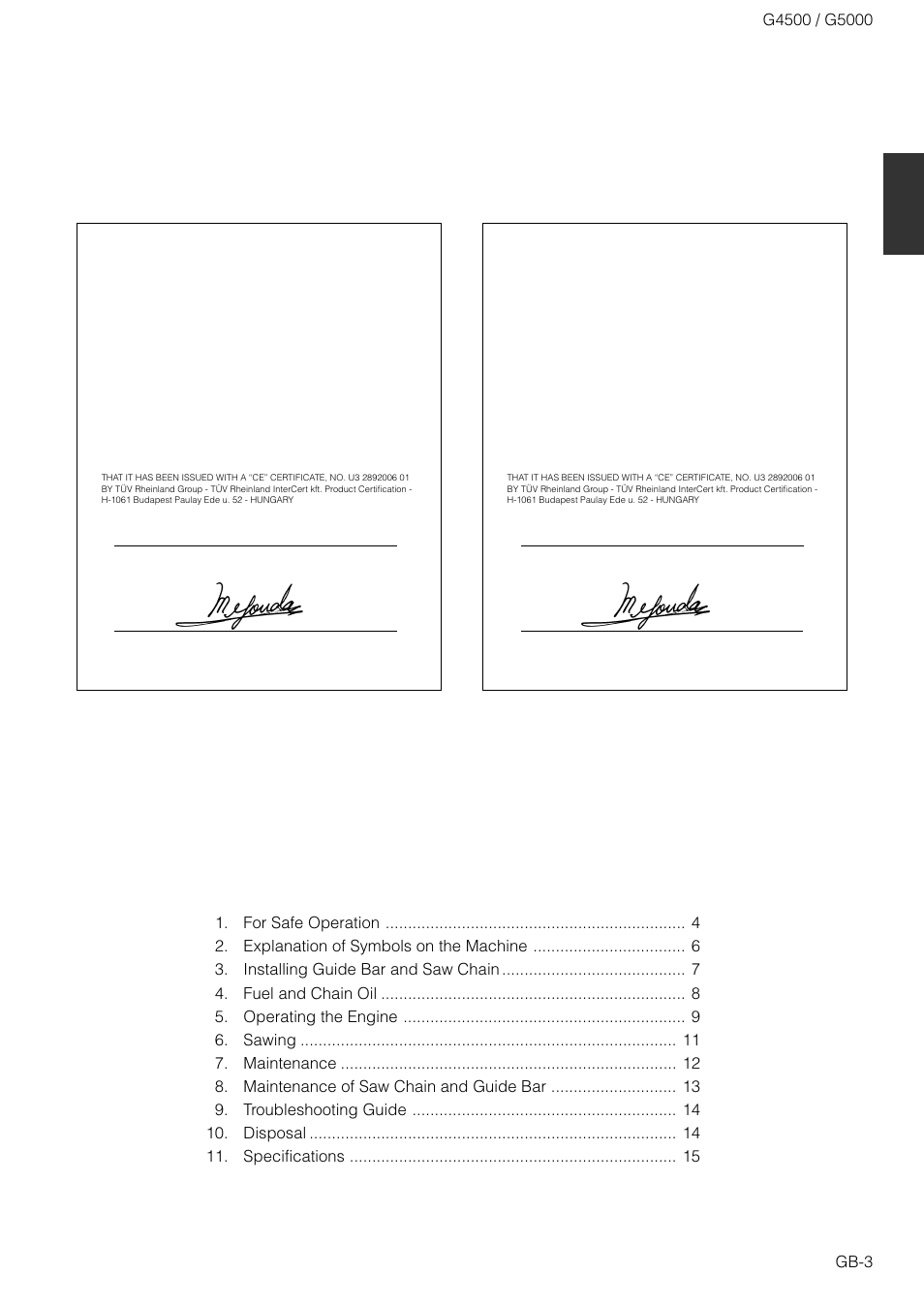 Zenoah G4500 User Manual | Page 3 / 15