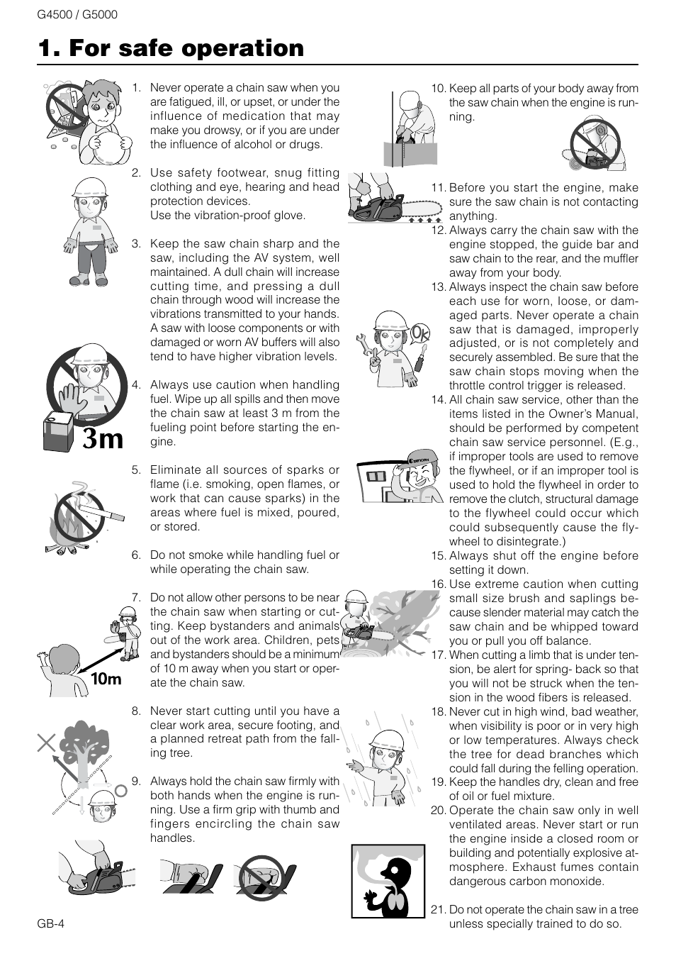 For safe operation | Zenoah G4500 User Manual | Page 4 / 15