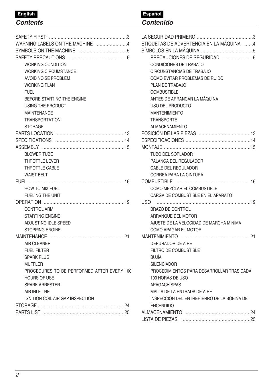 Zenoah EBZ8000/8000RH User Manual | Page 2 / 36