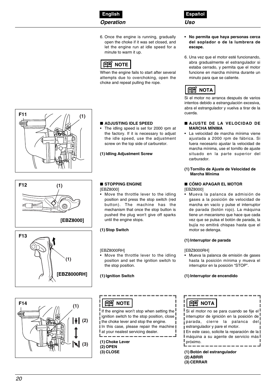 Operation | Zenoah EBZ8000/8000RH User Manual | Page 20 / 36