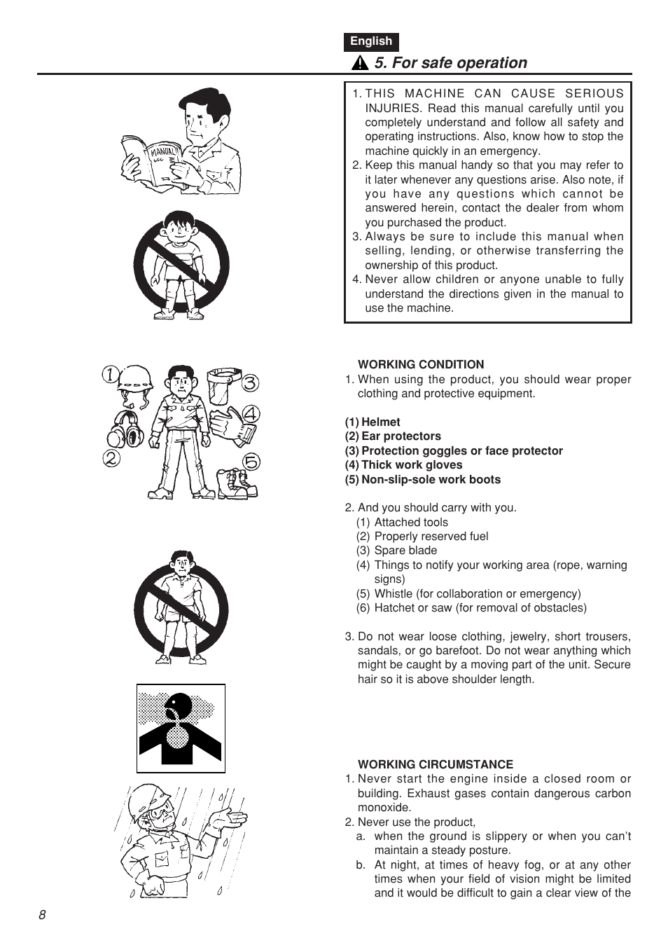For safe operation | Zenoah CHTZ2401 User Manual | Page 8 / 54