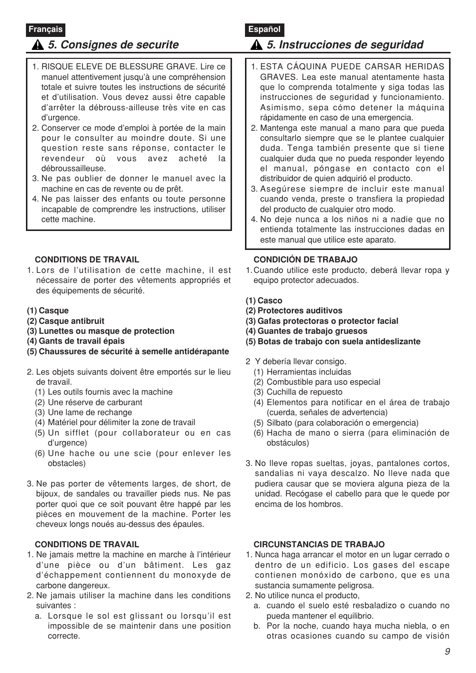 Zenoah CHTZ2401 User Manual | Page 9 / 54