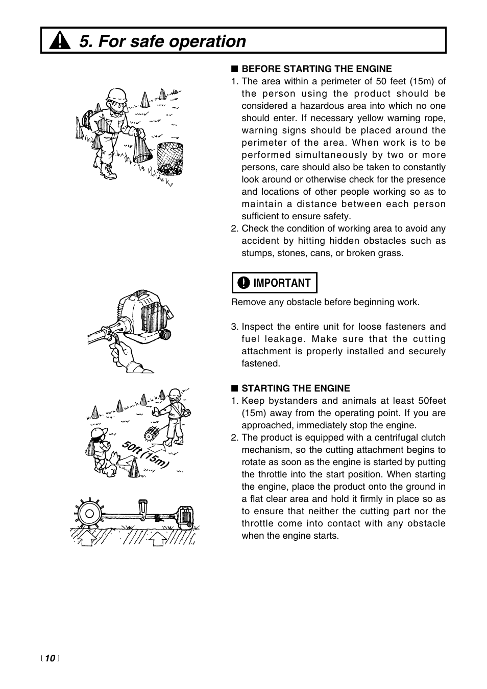 For safe operation | Zenoah Sweeper RMSZ2500 User Manual | Page 10 / 36