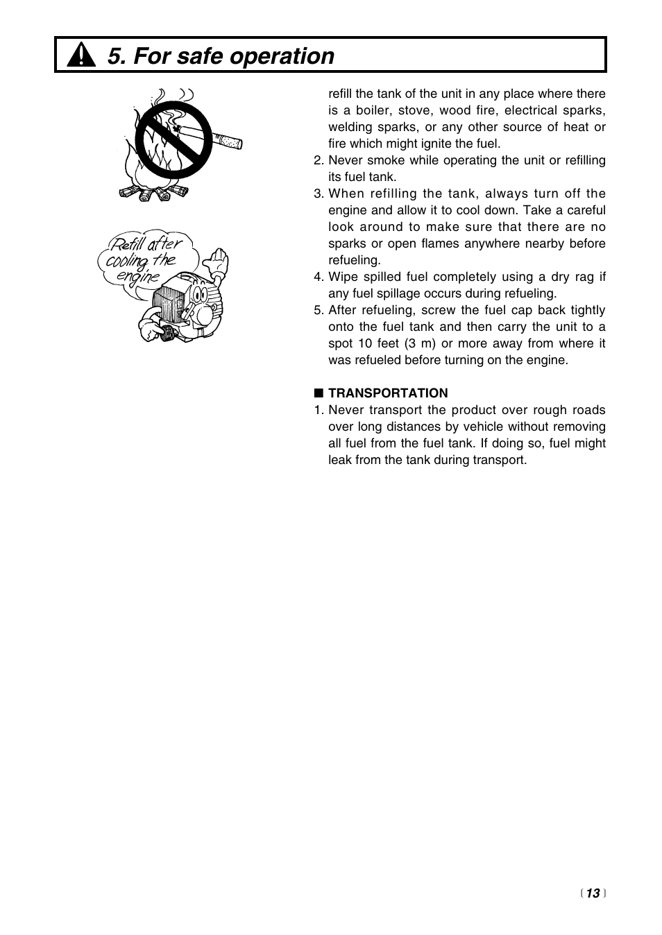 For safe operation | Zenoah Sweeper RMSZ2500 User Manual | Page 13 / 36