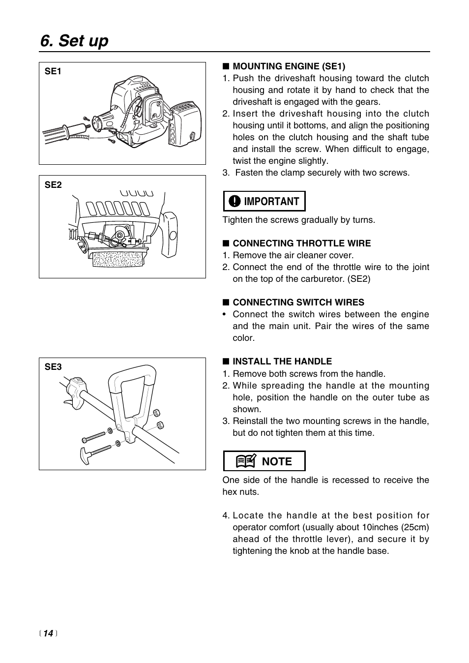 Set up | Zenoah Sweeper RMSZ2500 User Manual | Page 14 / 36