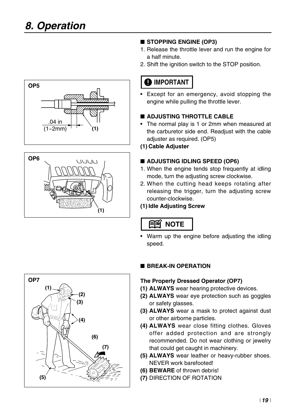 Operation | Zenoah Sweeper RMSZ2500 User Manual | Page 19 / 36