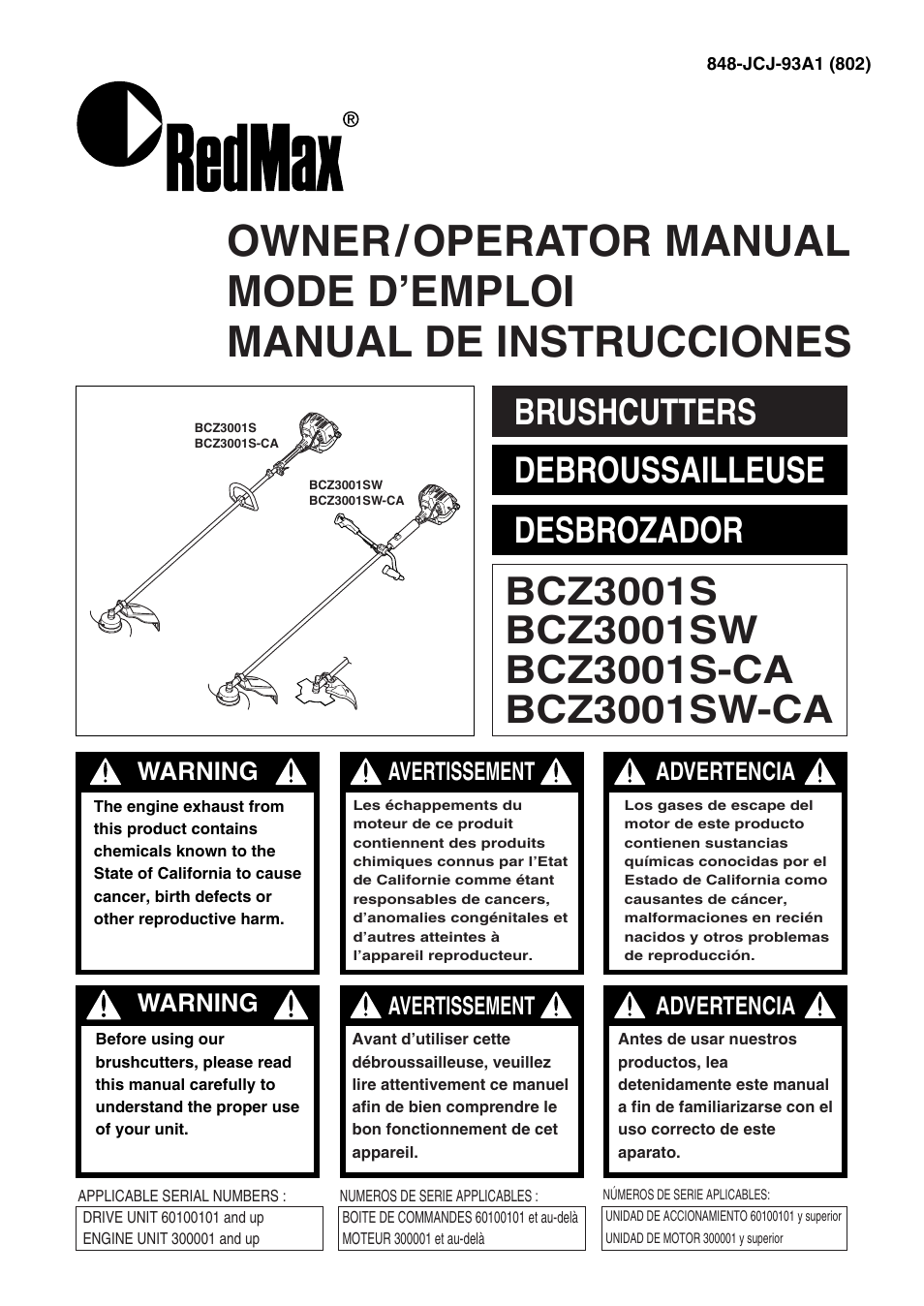 Zenoah BCZ3001S  EU User Manual | 68 pages