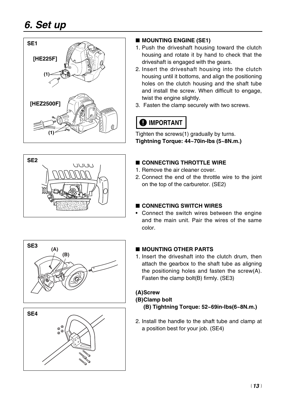 Set up | Zenoah HEZ2500F  FR User Manual | Page 13 / 36