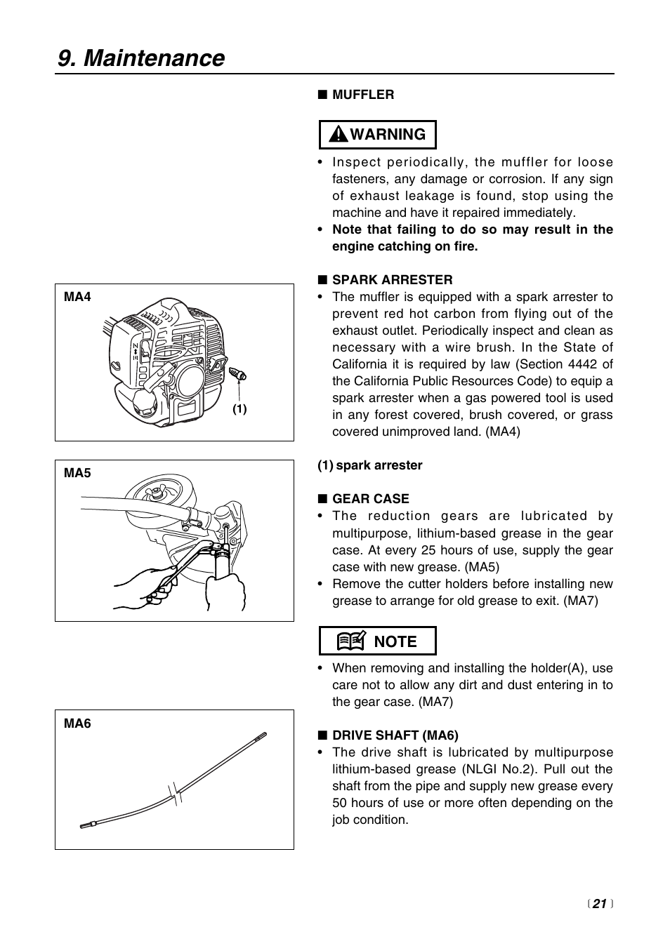 Maintenance | Zenoah HEZ2500F  FR User Manual | Page 21 / 36