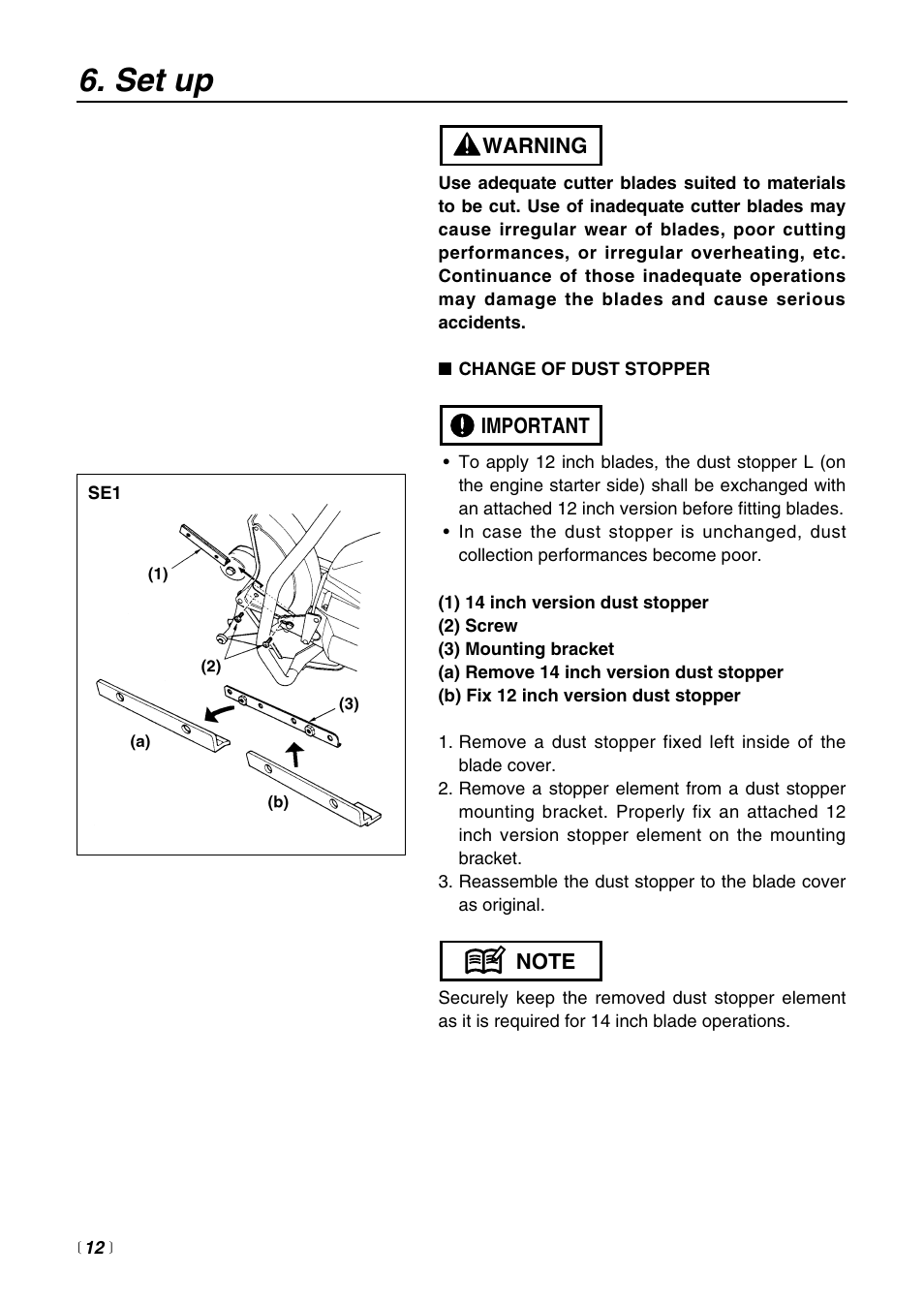 Set up | Zenoah HC510DV User Manual | Page 12 / 44