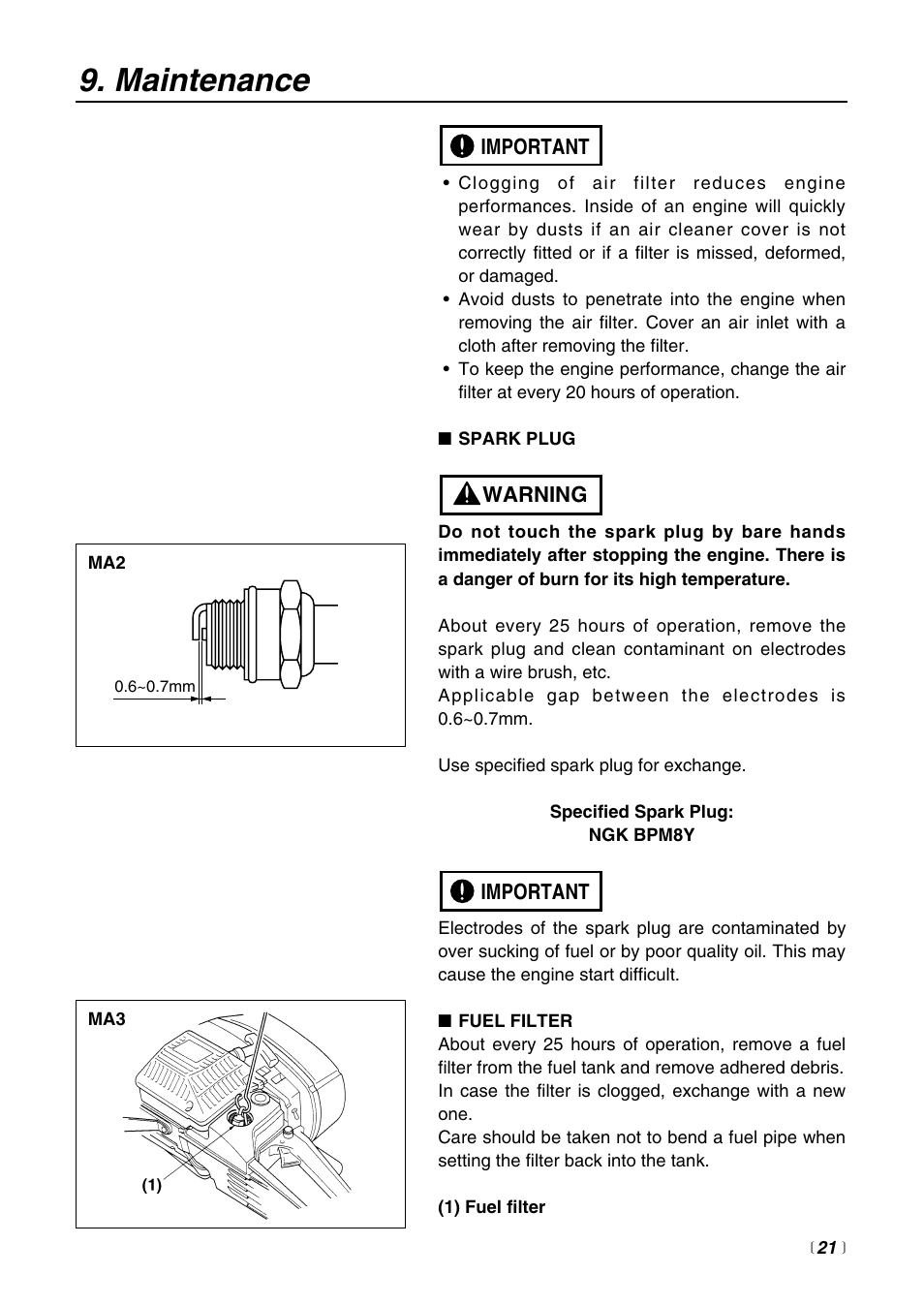 Maintenance | Zenoah HC510DV User Manual | Page 21 / 44