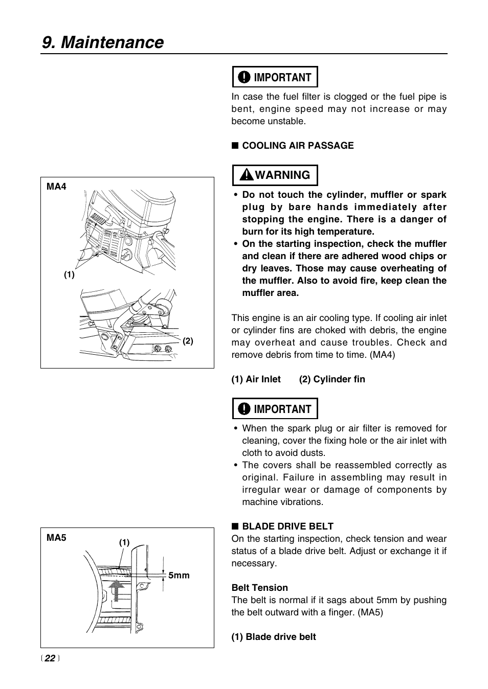 Maintenance | Zenoah HC510DV User Manual | Page 22 / 44