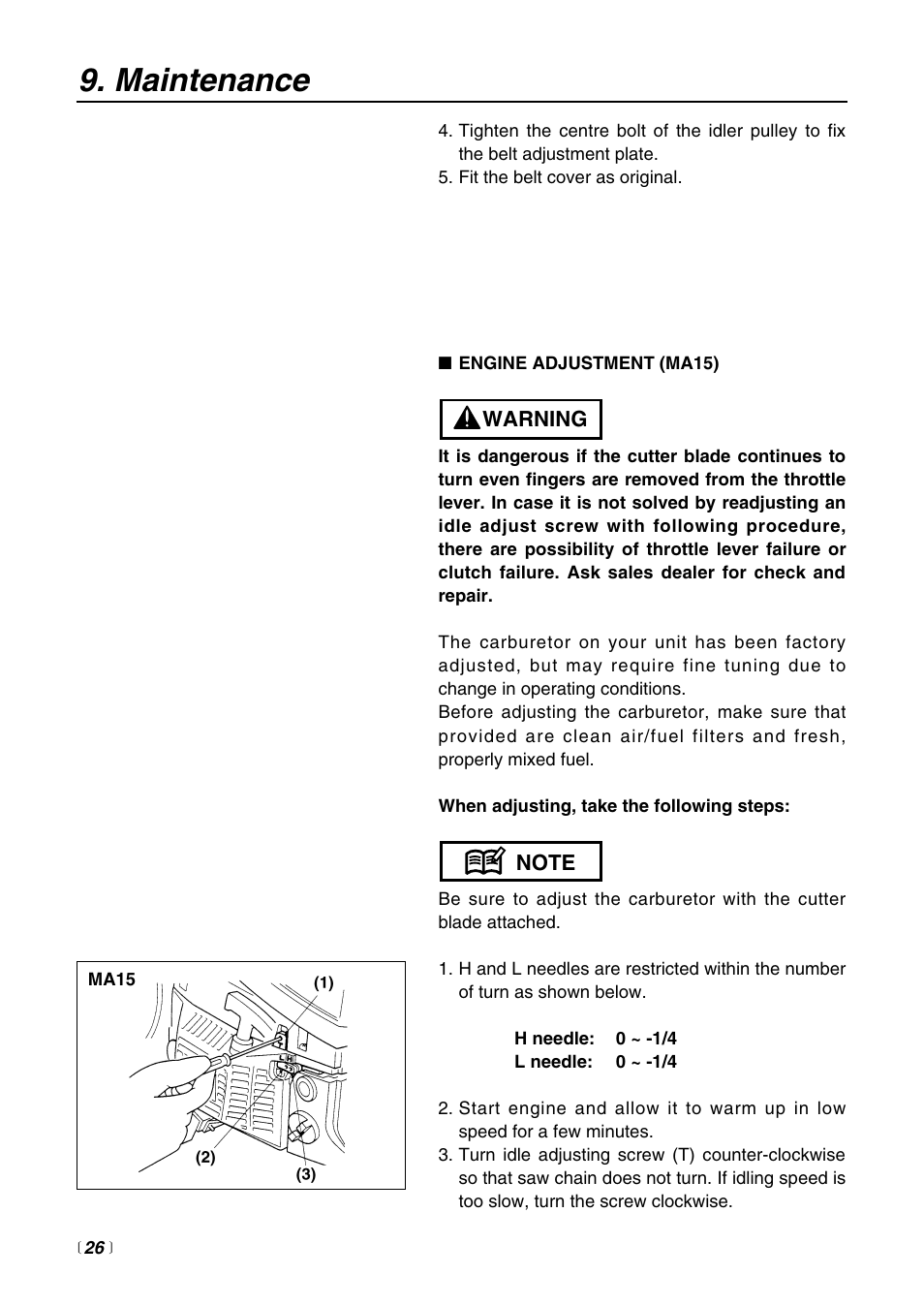 Maintenance | Zenoah HC510DV User Manual | Page 26 / 44