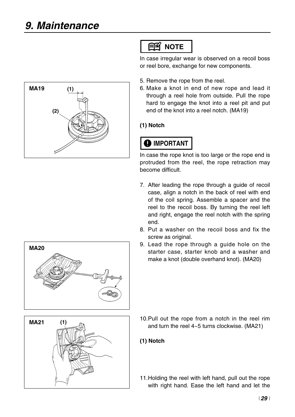 Maintenance | Zenoah HC510DV User Manual | Page 29 / 44