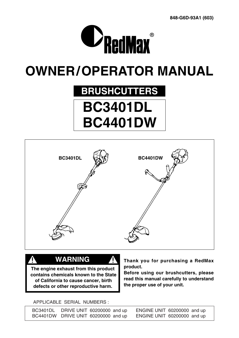 Zenoah BC4401DW User Manual | 36 pages