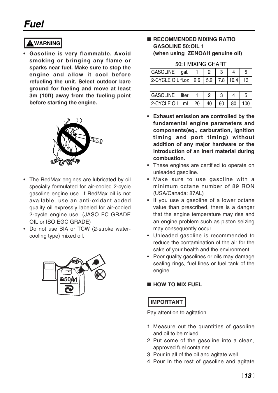 Fuel | Zenoah BC4401DW User Manual | Page 13 / 36