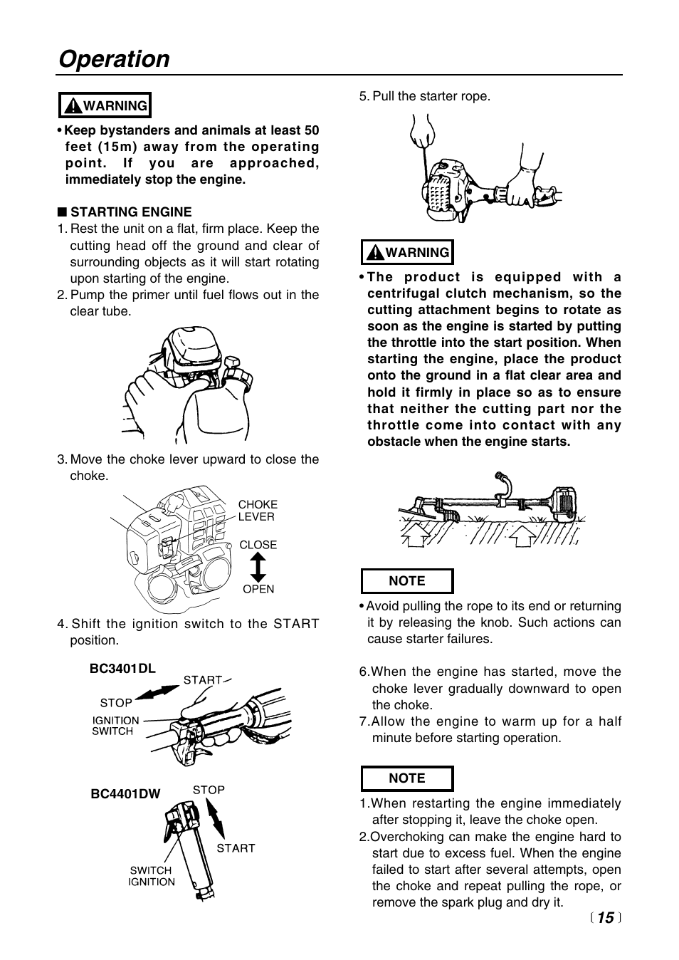 Operation | Zenoah BC4401DW User Manual | Page 15 / 36