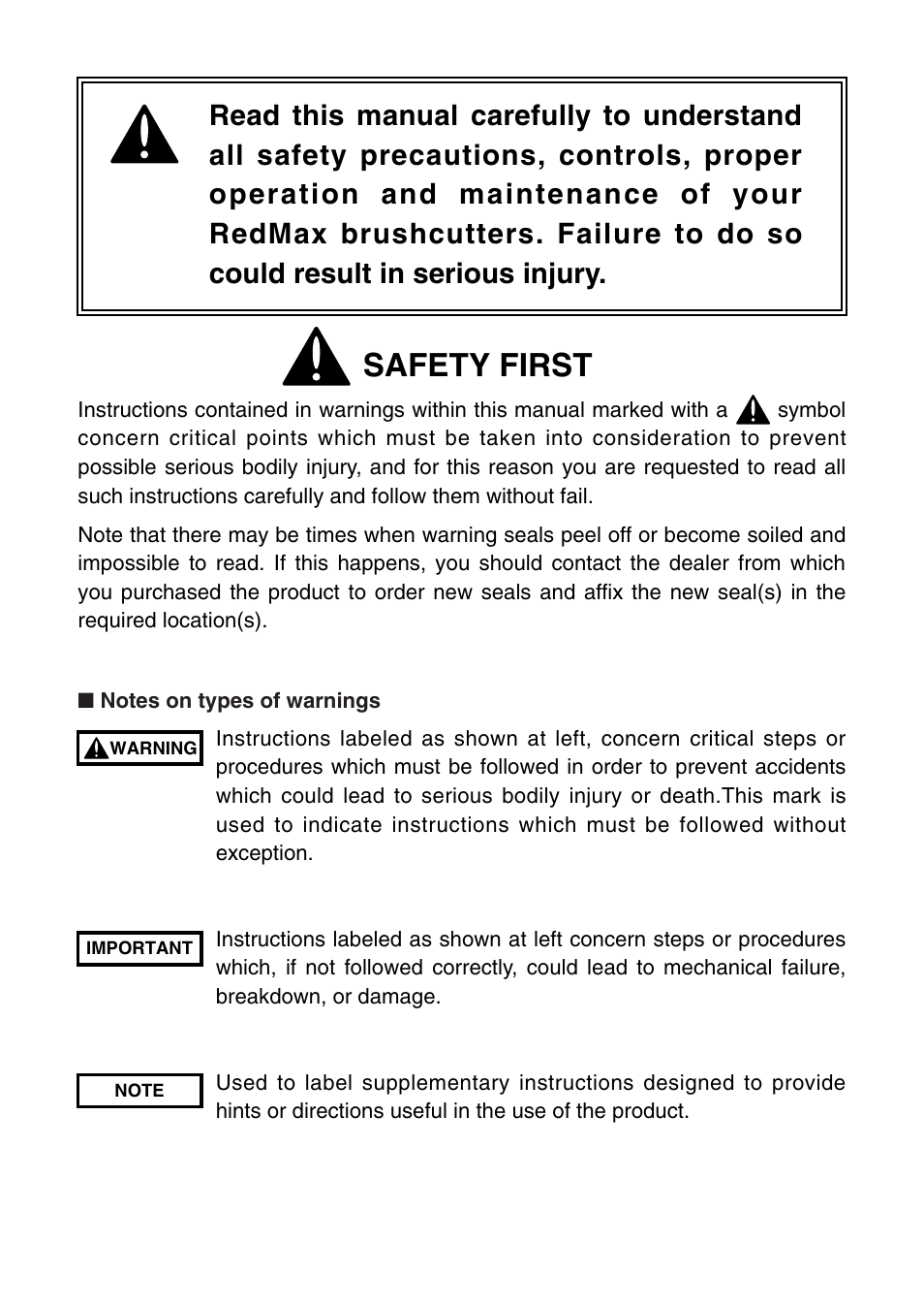 Safety first | Zenoah BC4401DW User Manual | Page 2 / 36