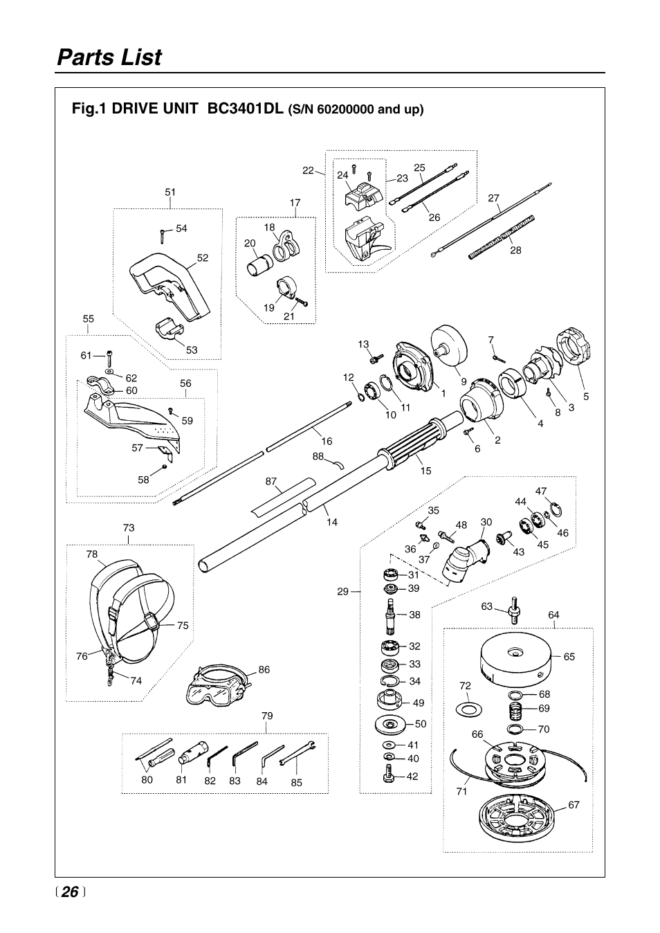 Parts list | Zenoah BC4401DW User Manual | Page 26 / 36