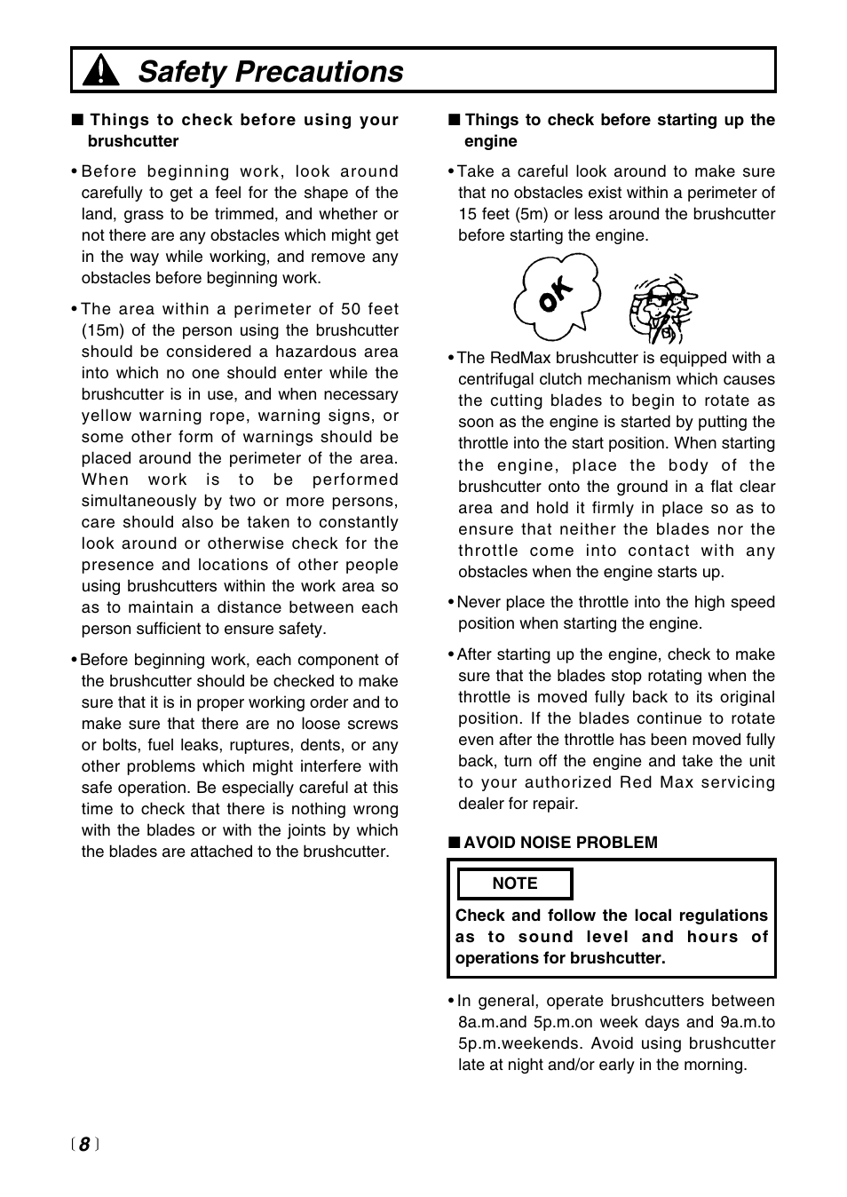 Safety precautions | Zenoah BC4401DW User Manual | Page 8 / 36