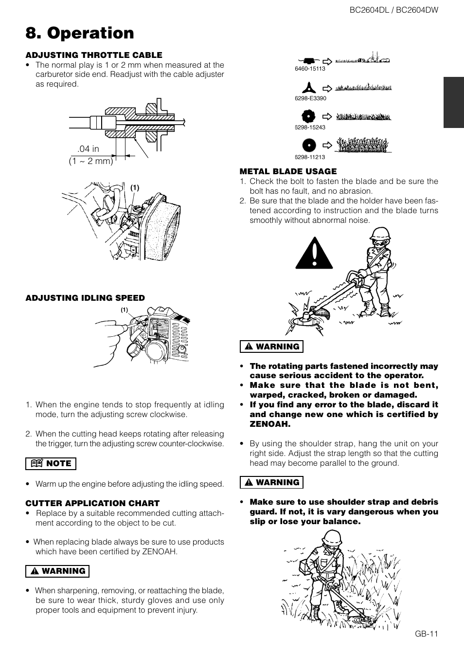 Operation | Zenoah BC2604DW User Manual | Page 11 / 16