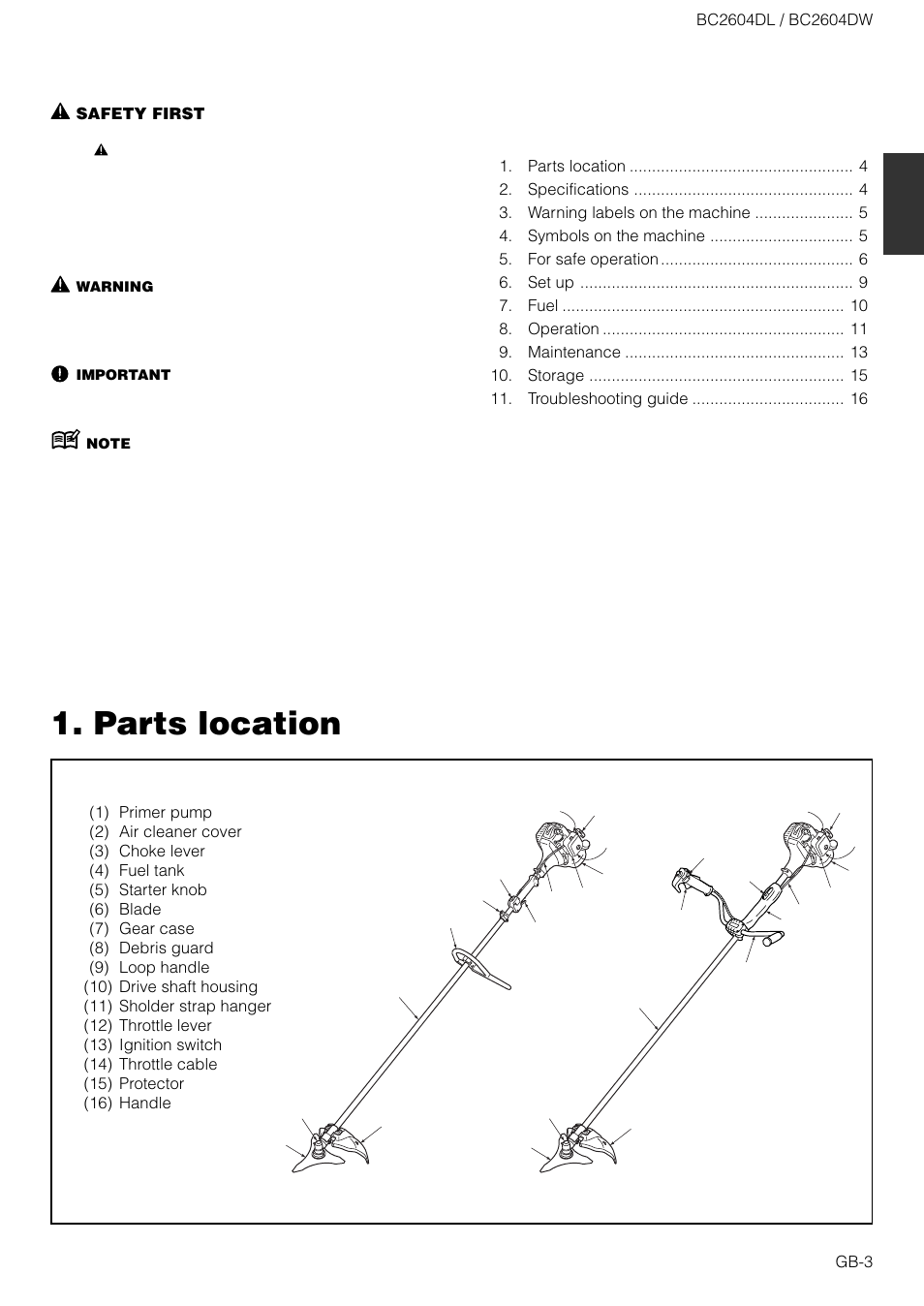 Zenoah BC2604DW User Manual | Page 3 / 16