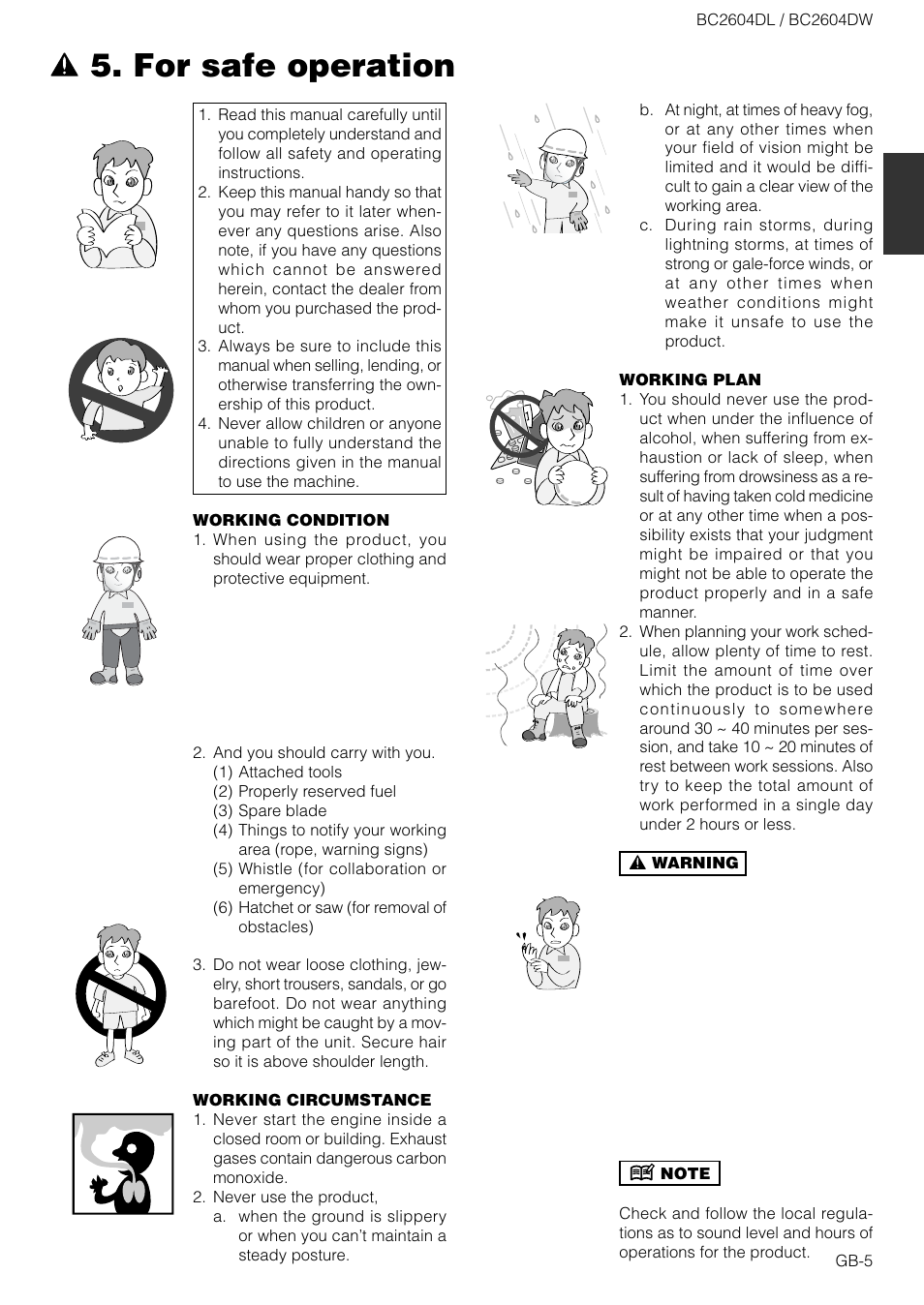 For safe operation | Zenoah BC2604DW User Manual | Page 5 / 16