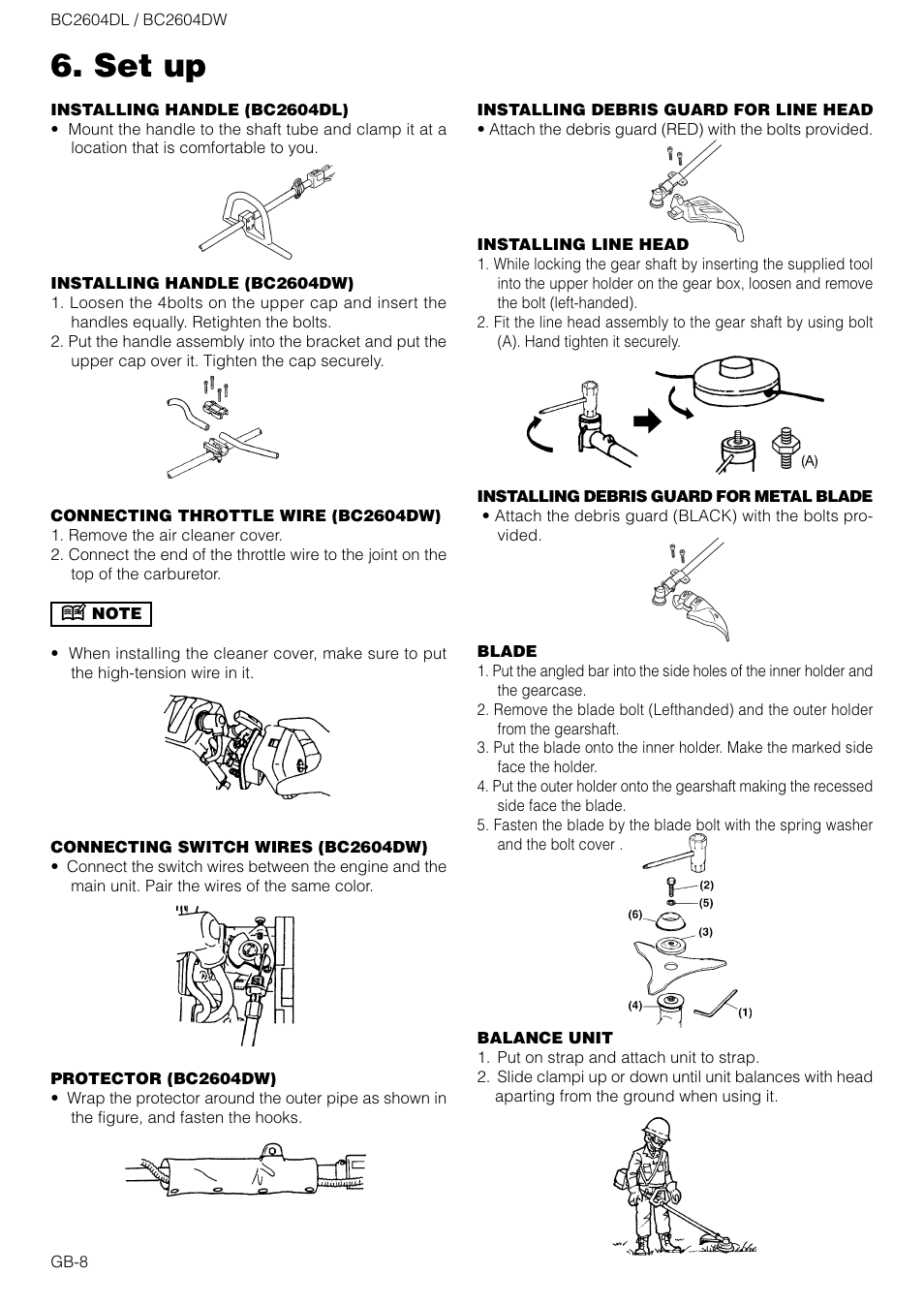 Set up | Zenoah BC2604DW User Manual | Page 8 / 16