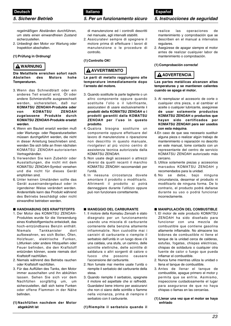 Zenoah TR2000 User Manual | Page 23 / 52