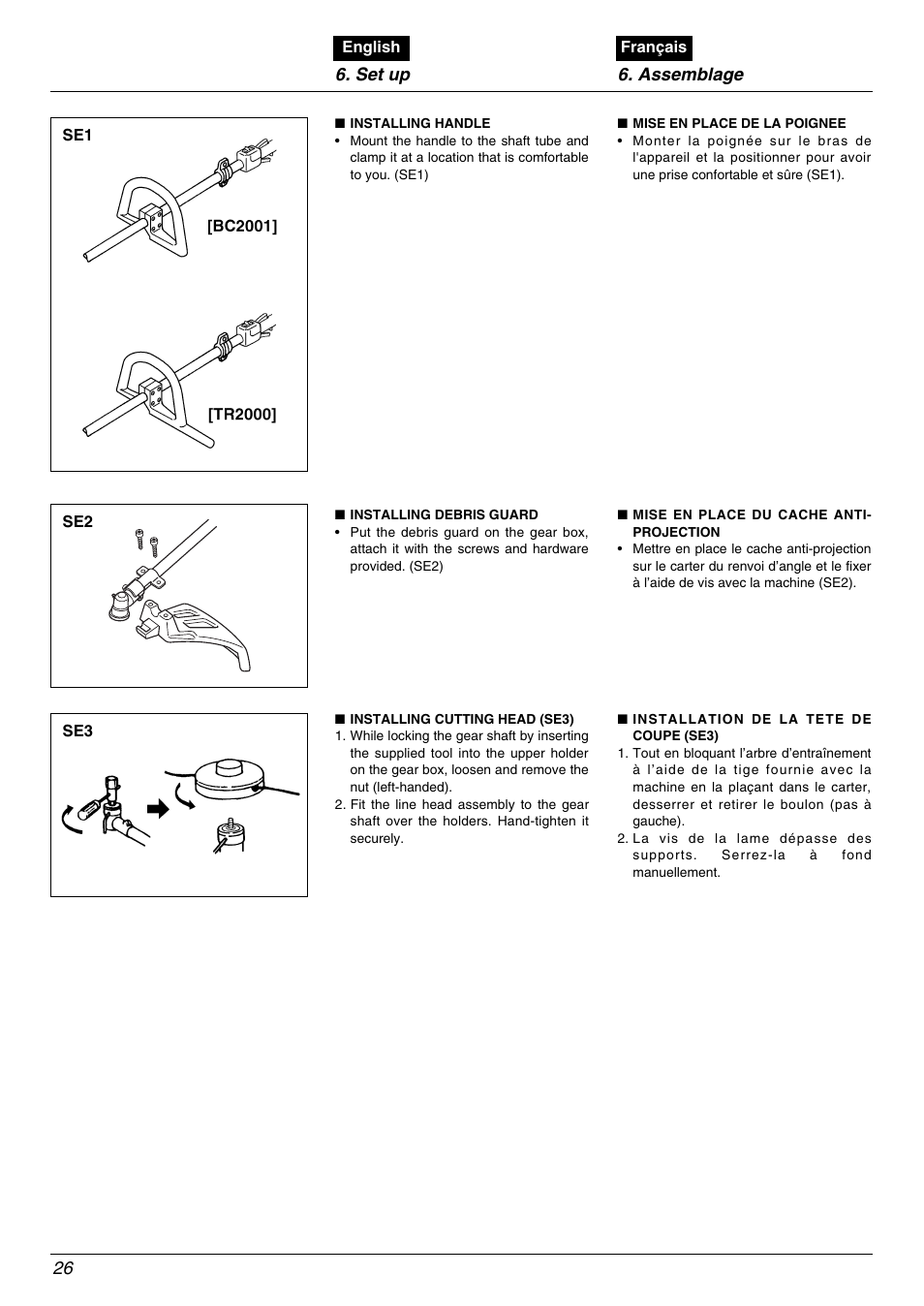 Set up 6. assemblage 26 | Zenoah TR2000 User Manual | Page 26 / 52