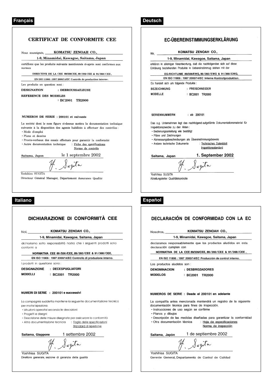 Zenoah TR2000 User Manual | Page 3 / 52