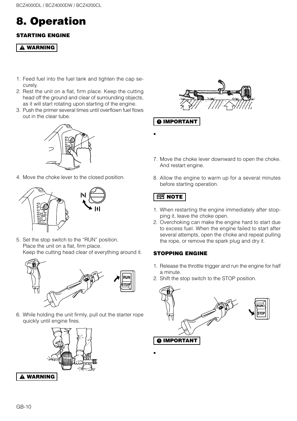 Operation | Zenoah BCZ4200CL User Manual | Page 10 / 16