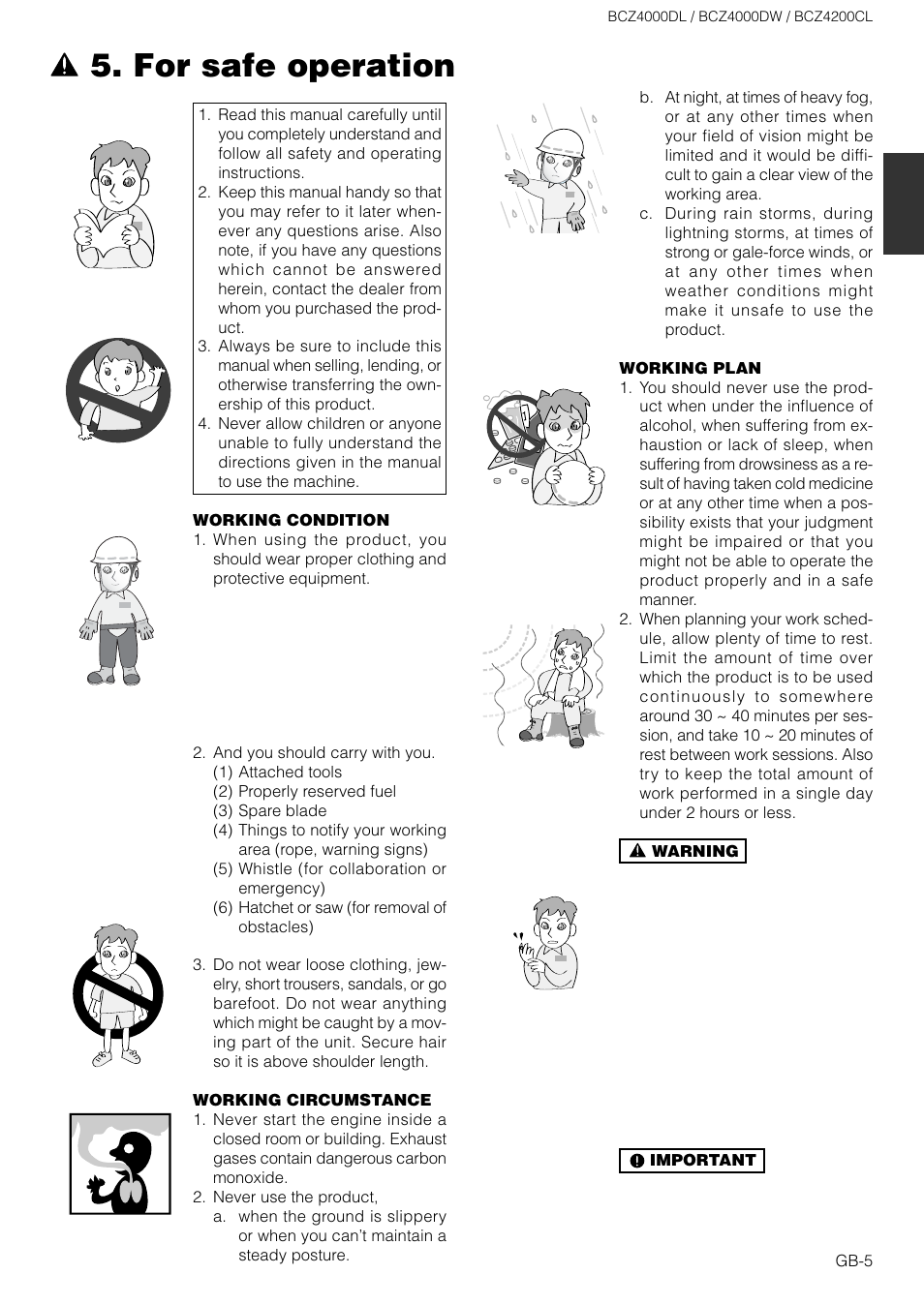 For safe operation | Zenoah BCZ4200CL User Manual | Page 5 / 16