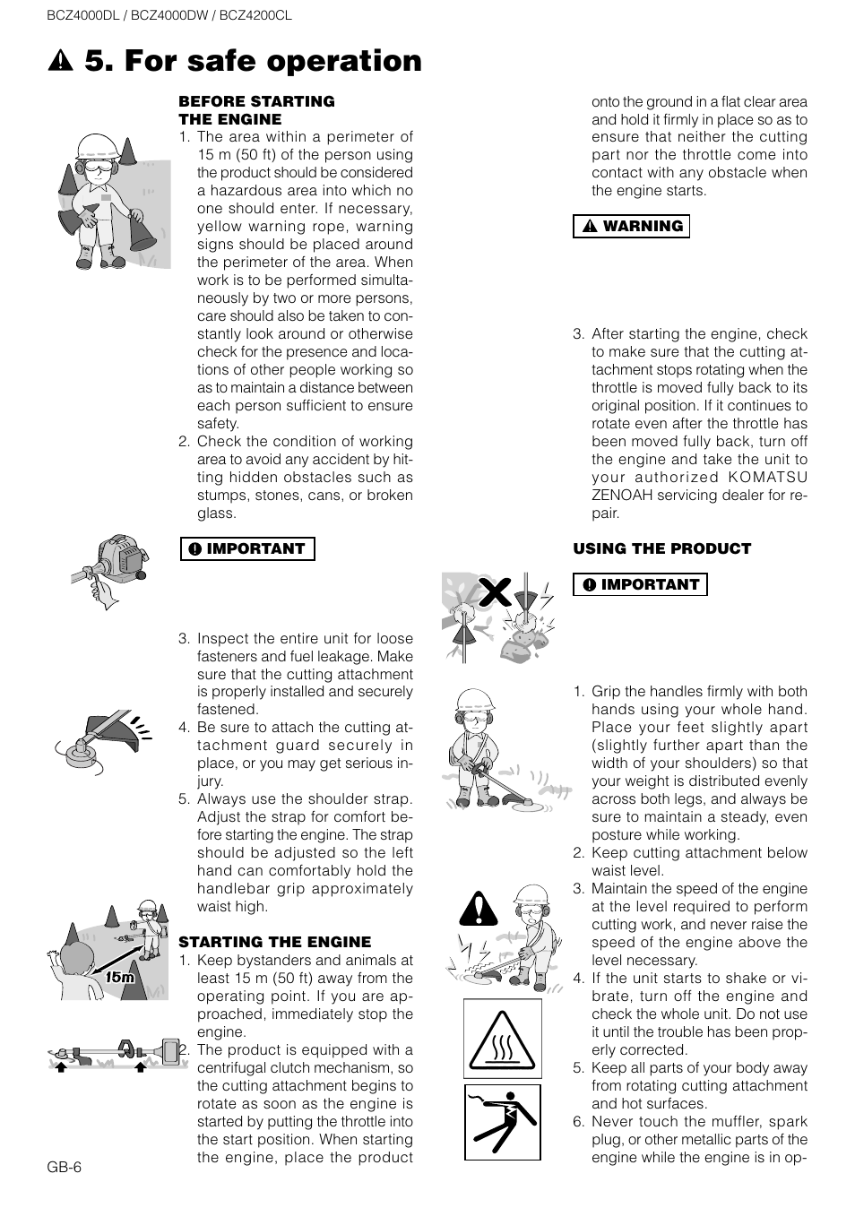 For safe operation | Zenoah BCZ4200CL User Manual | Page 6 / 16