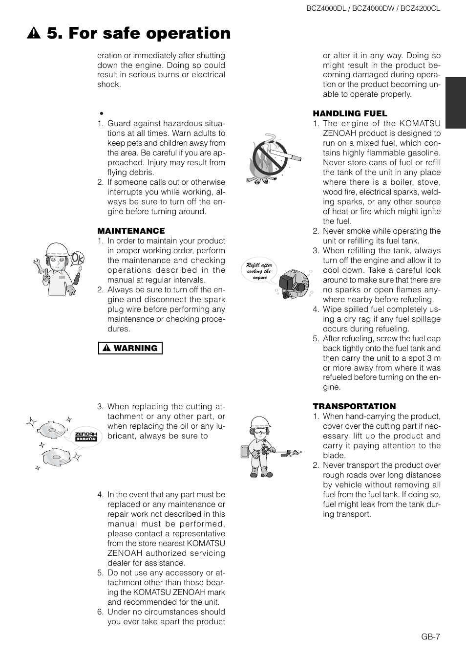 For safe operation | Zenoah BCZ4200CL User Manual | Page 7 / 16