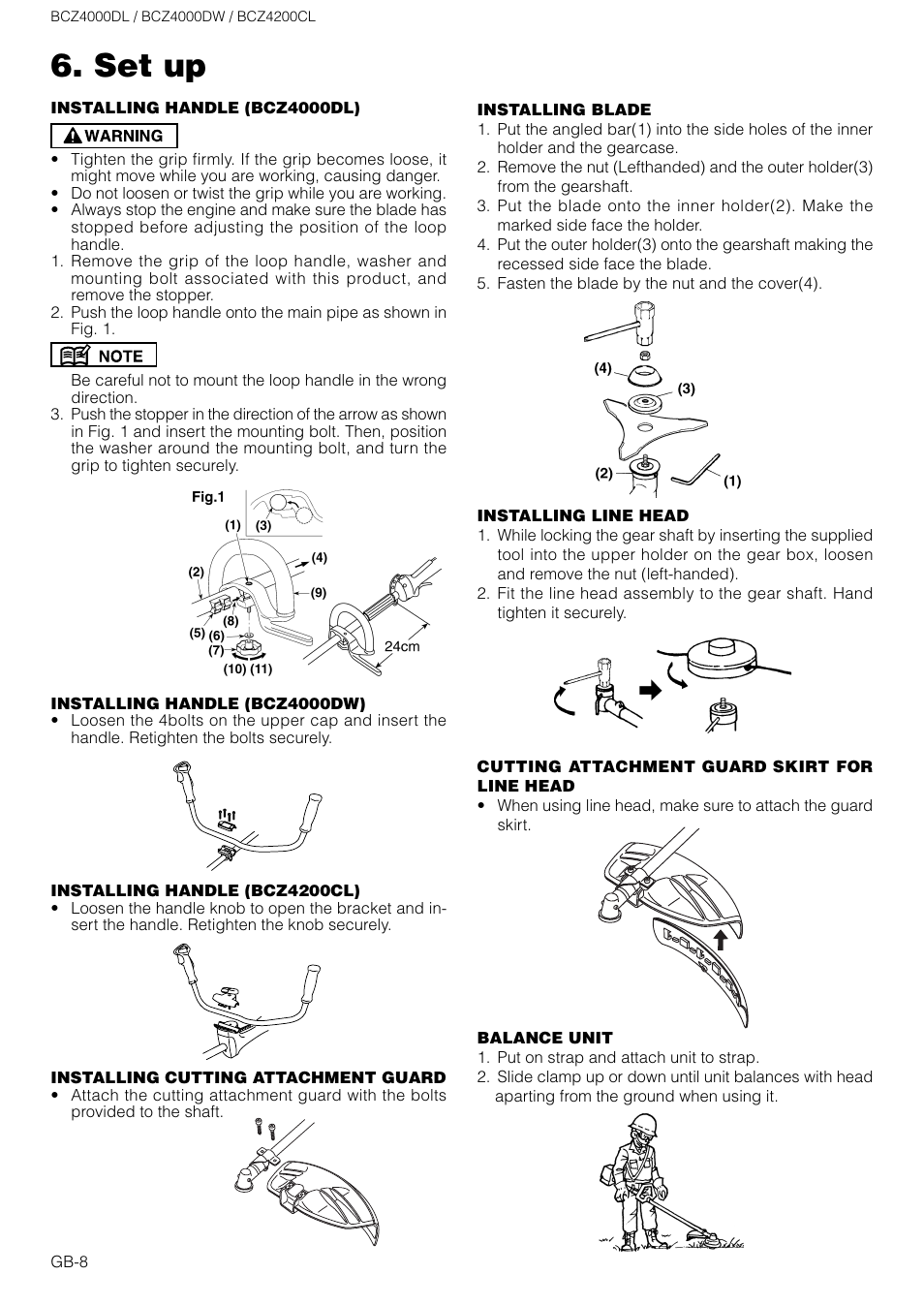 Set up | Zenoah BCZ4200CL User Manual | Page 8 / 16