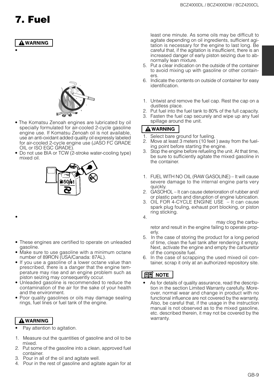 Fuel | Zenoah BCZ4200CL User Manual | Page 9 / 16