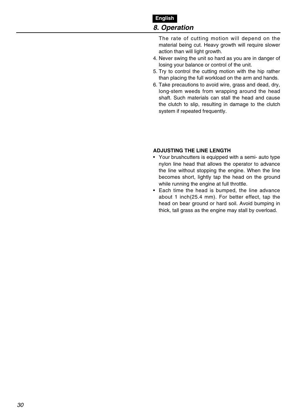 Operation | Zenoah BCZ2401S User Manual | Page 30 / 64