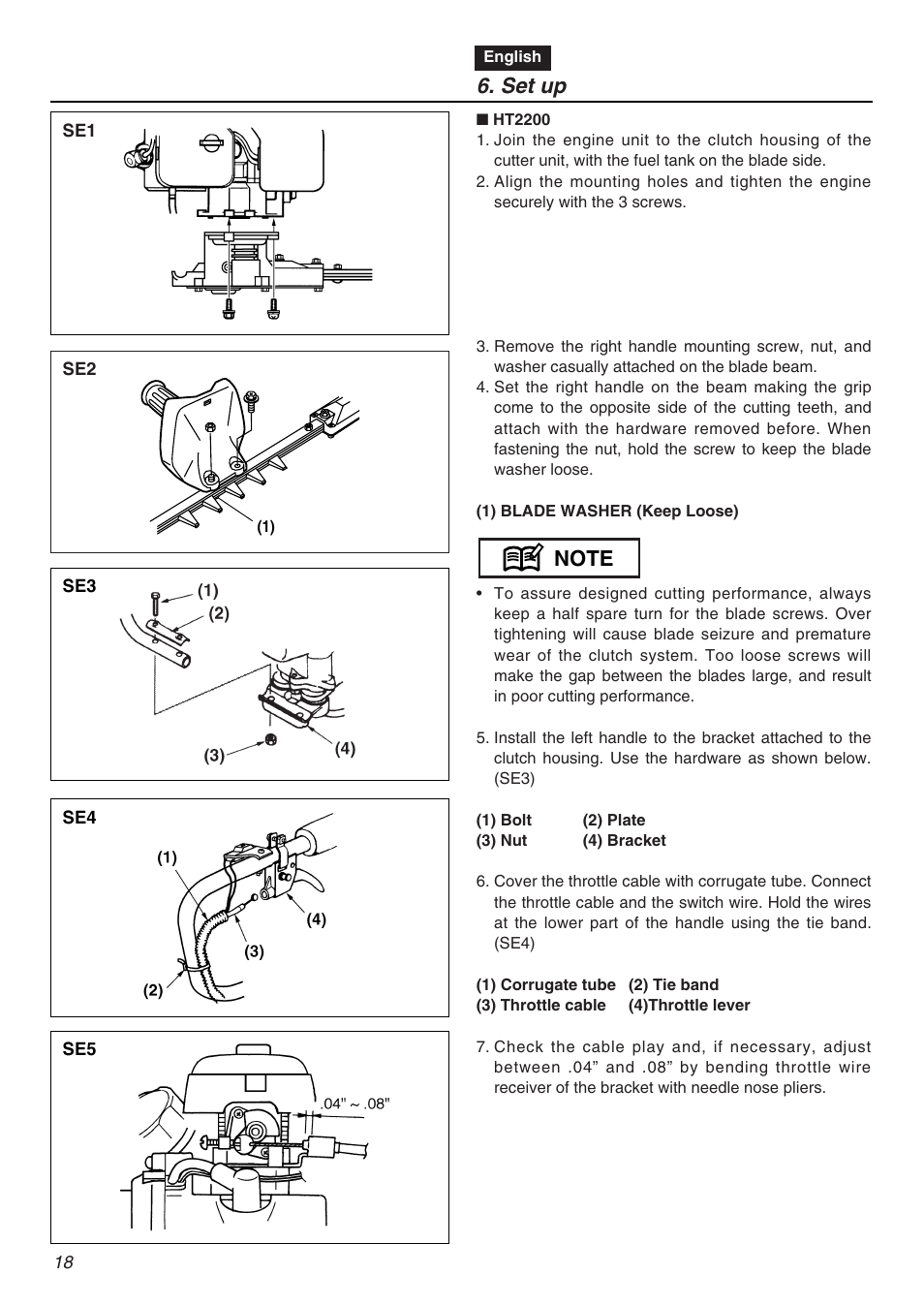 Set up | Zenoah HT2200 User Manual | Page 18 / 56