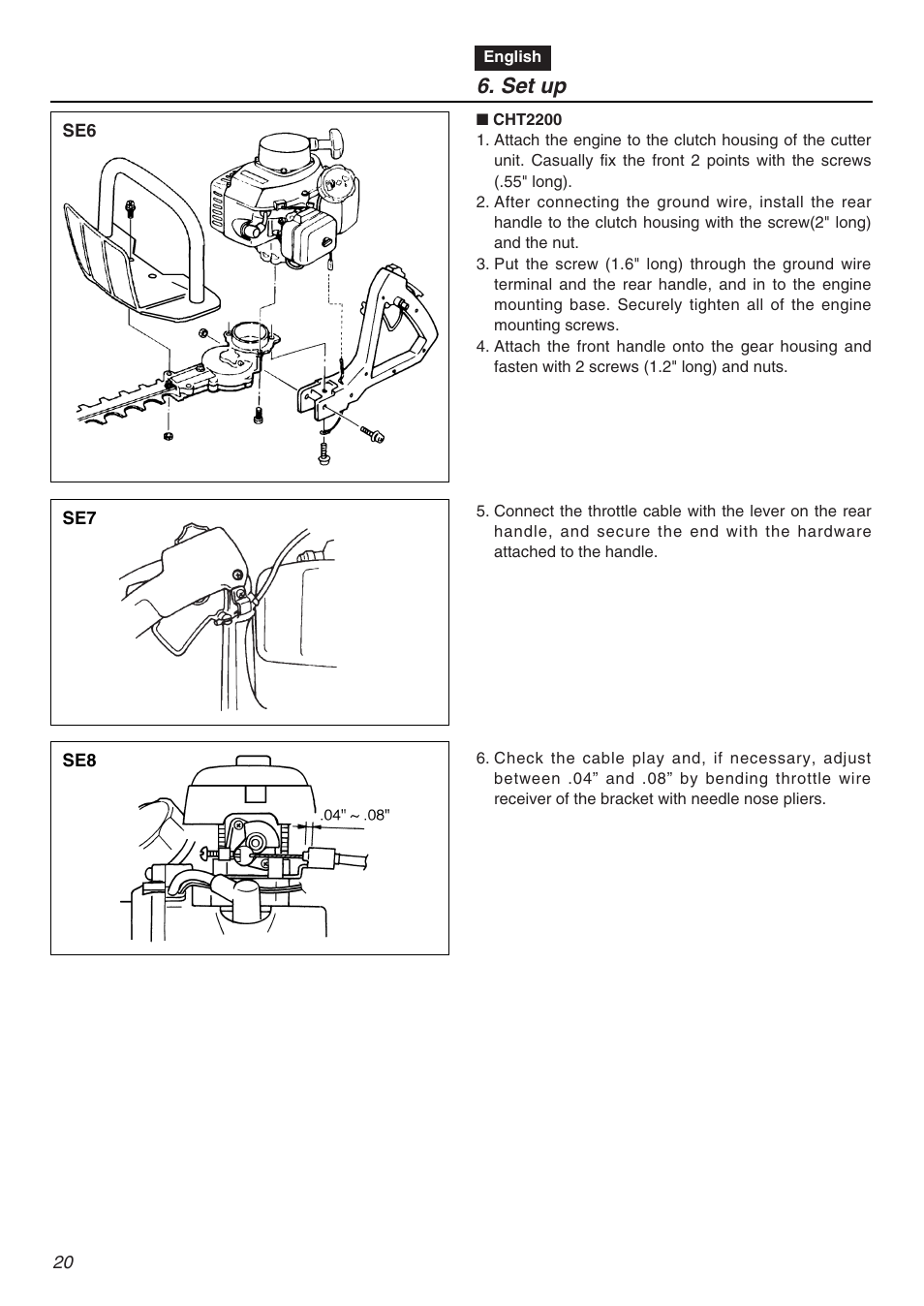 Set up | Zenoah HT2200 User Manual | Page 20 / 56