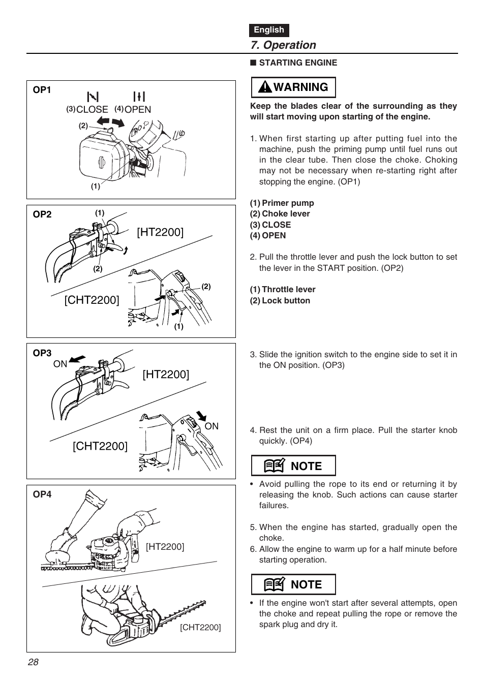 Operation | Zenoah HT2200 User Manual | Page 28 / 56