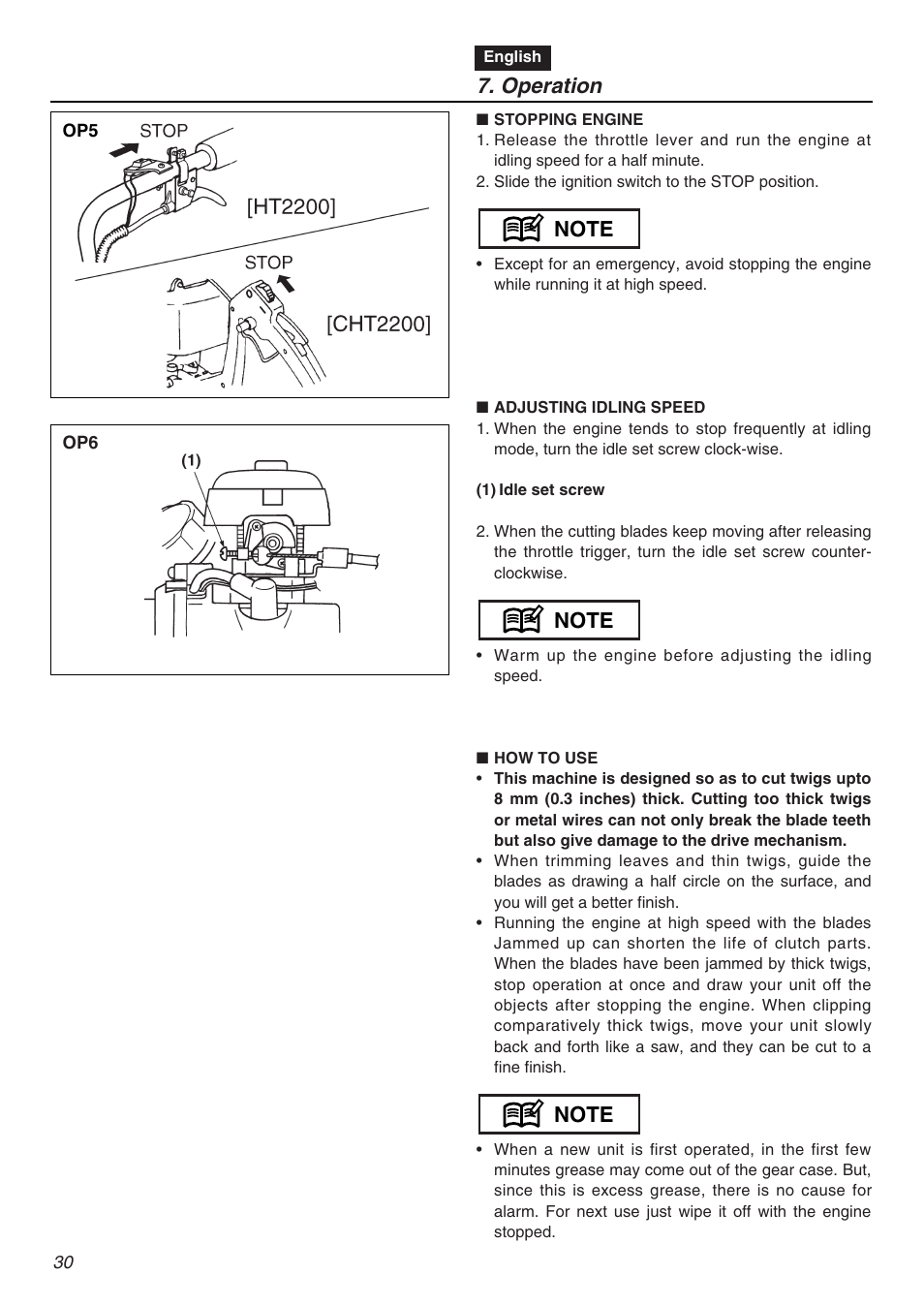 Operation | Zenoah HT2200 User Manual | Page 30 / 56