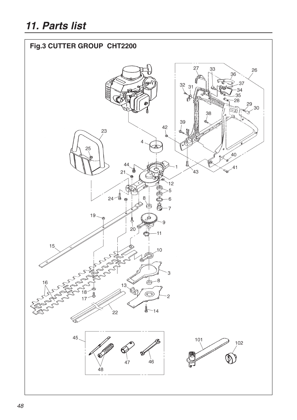 Parts list | Zenoah HT2200 User Manual | Page 48 / 56