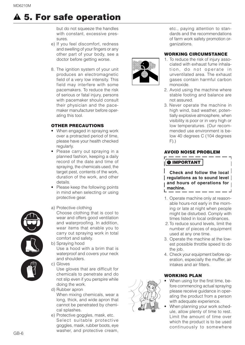 For safe operation | Zenoah MISTER MD6210M User Manual | Page 6 / 18