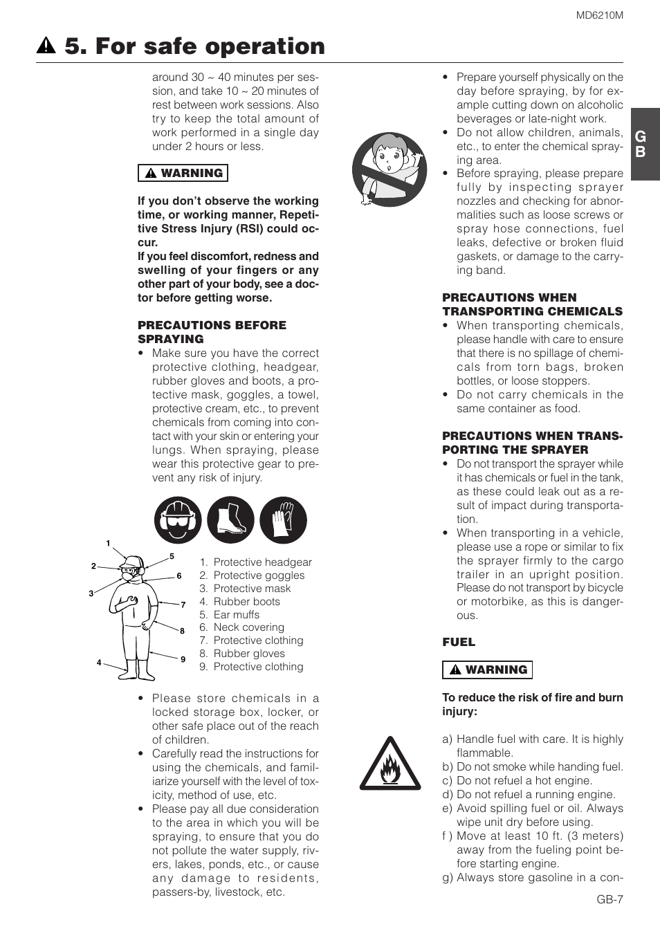 For safe operation | Zenoah MISTER MD6210M User Manual | Page 7 / 18